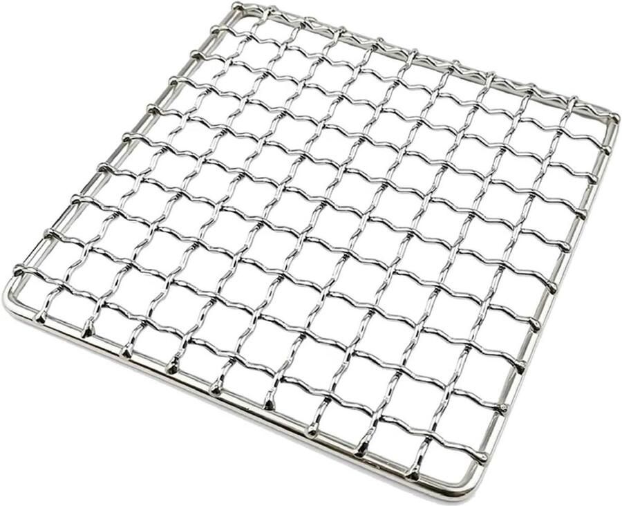 Camping Barbecue Rooster Grill Net Buiten Koken Herbruikbaar Roestvrij Staal 13 x 13 cm Zilver