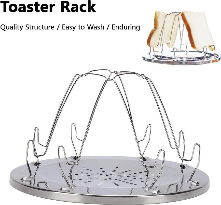 Camping Broodrooster Broodrek Outdoor Brood Roosteren Buiten Geperforeerde Bodem 4 Sneetjes Zilverkleurig