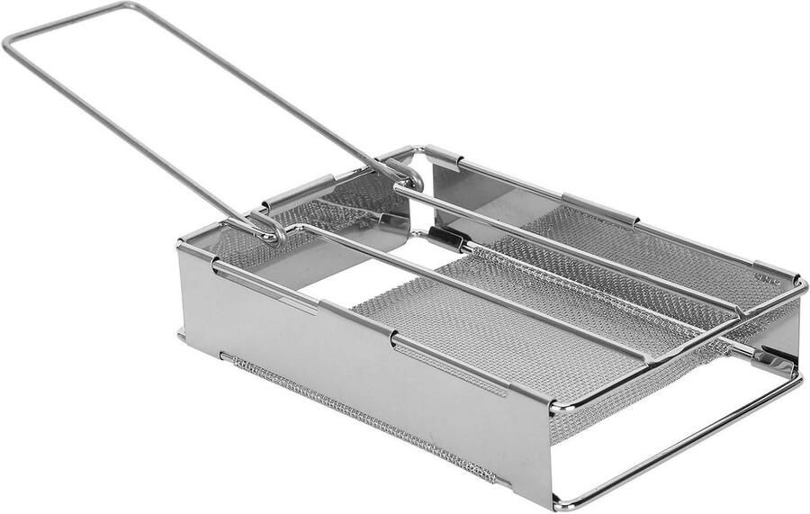 Camping Broodrooster Draagbaar Rooster Outdoor Koken Opvouwbaar Ontwerp Roestvrij Staal Zilver