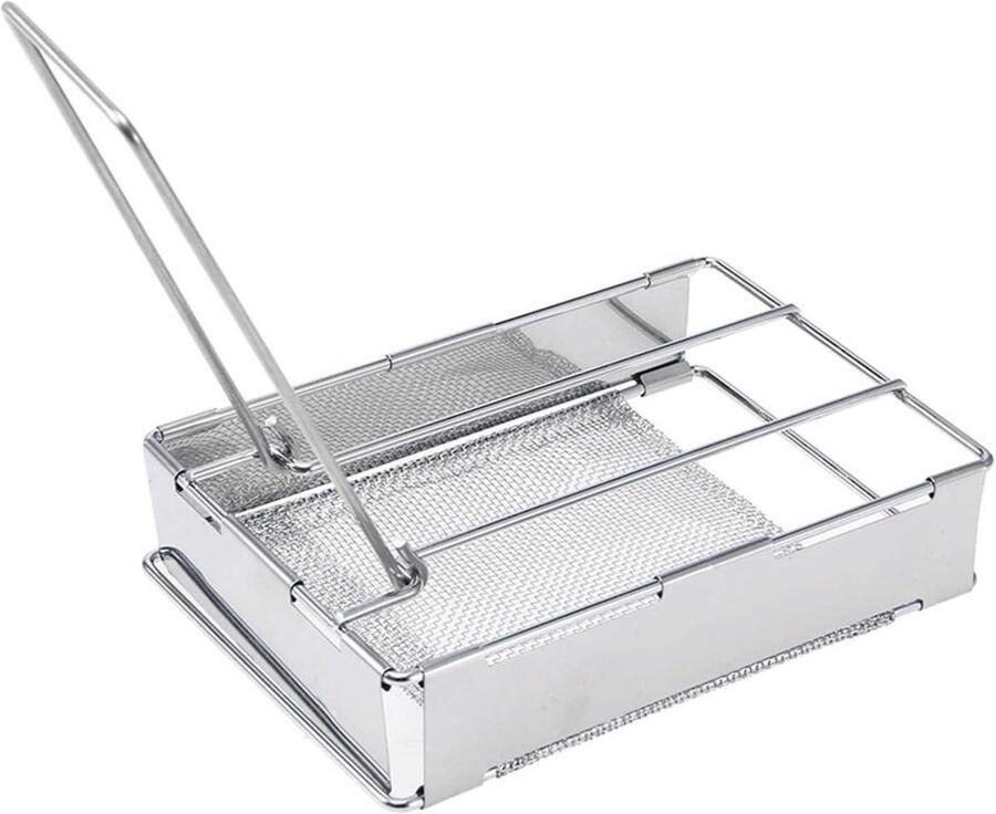 Camping Broodrooster Grill Draagbare Broodrooster Buiten Koken Roestvrijstaal Mesh Net 38 X 10 cm Zilver