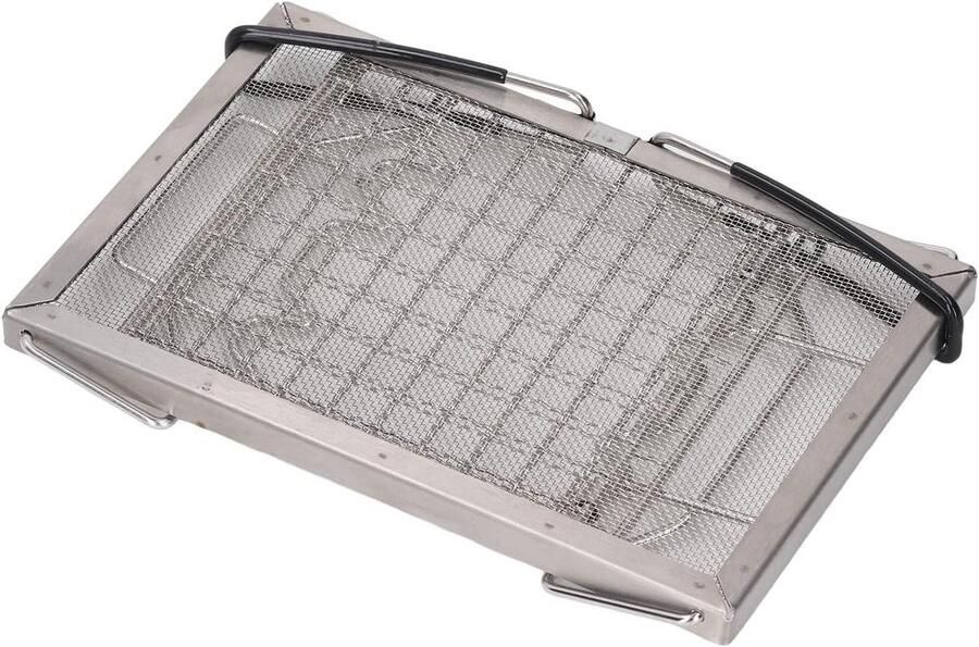 Camping Broodrooster Draagbare Kookplaat Buiten Ontbijten Opvouwbaar Roestvrij Staal 20 x 13.5 cm Zilver