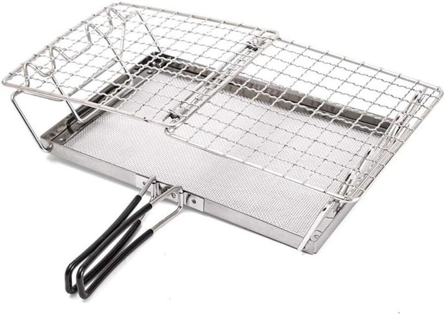 Camping Broodrooster Opvouwbare Toaster Buiten Ontbijten Roestvrij Staal Compact Opvouwbaar Zilverkleurig