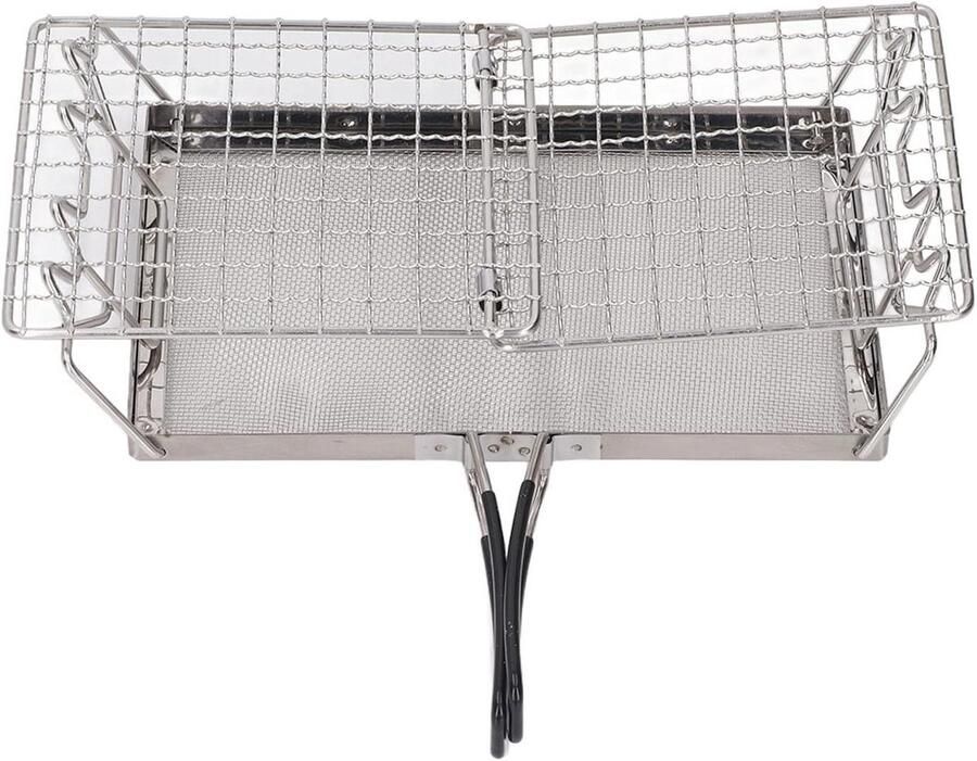 Camping Broodrooster Outdoor Kookplaat Brood Roosteren Opvouwbaar Ontwerp 25.5 x 15 cm Zilver