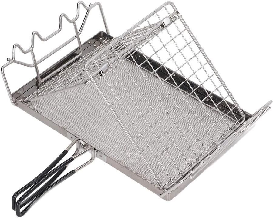 Camping Broodrooster Outdoor Toaster Ontbijt Maken Opvouwbaar Roestvrij Staal 255 x 15 cm Rood