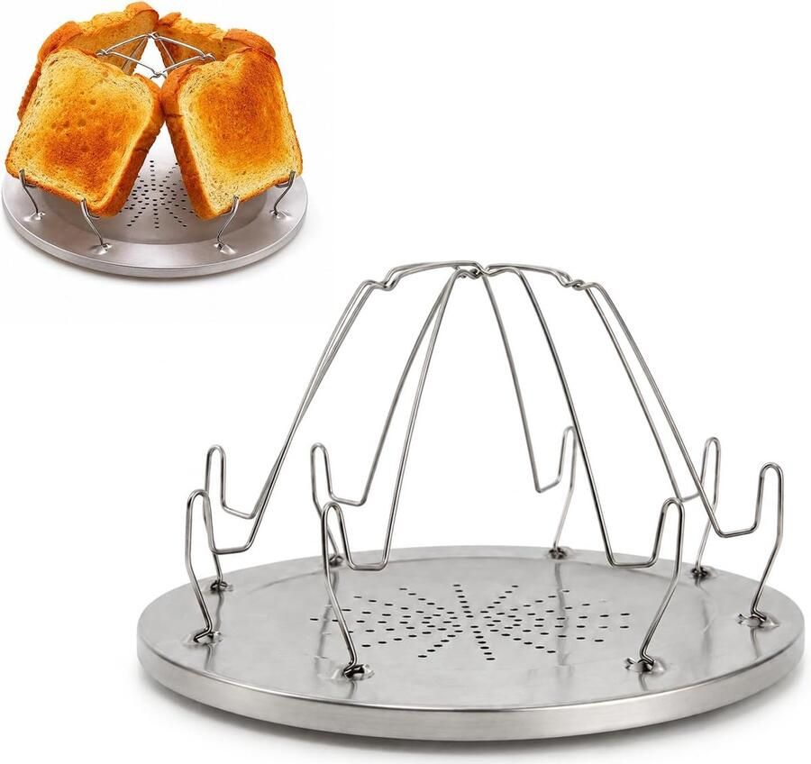 Camping Broodrooster Oven Broodrooster Buiten Koken Inklapbaar Ontwerp 4 Sneetjes Zilver