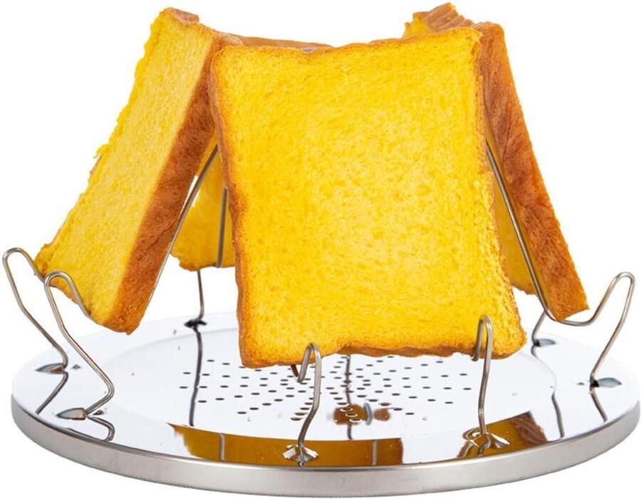 Camping Broodrooster Rek Buiten Koken Opvouwbaar Ontwerp 4 Sneden Zilver