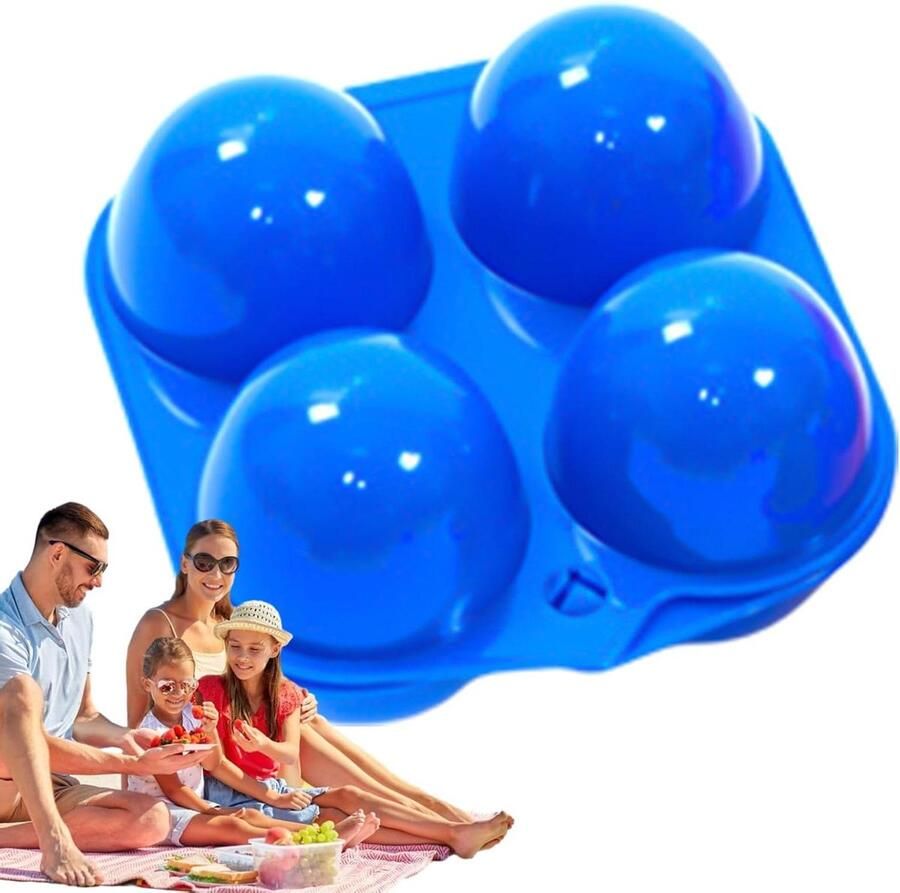 Camping Eierhouder Eierdoos Reis Buitenactiviteiten Drukbestendig Ontwerp 4 Roosters Blauw
