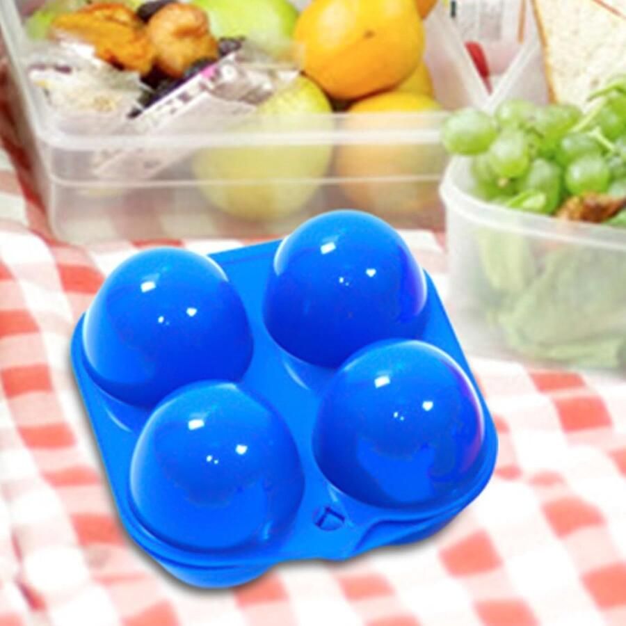 Camping eierhouder Herbruikbare eierdoos Outdoor reizen Breukpreventie 4 roosters Blauw - Foto 2