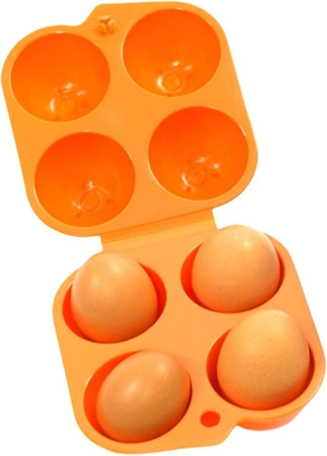 Camping Eierhouder Reis Eierdoos Eieren Vervoeren Breekpreventie Ontwerp 4 Roosters Oranje