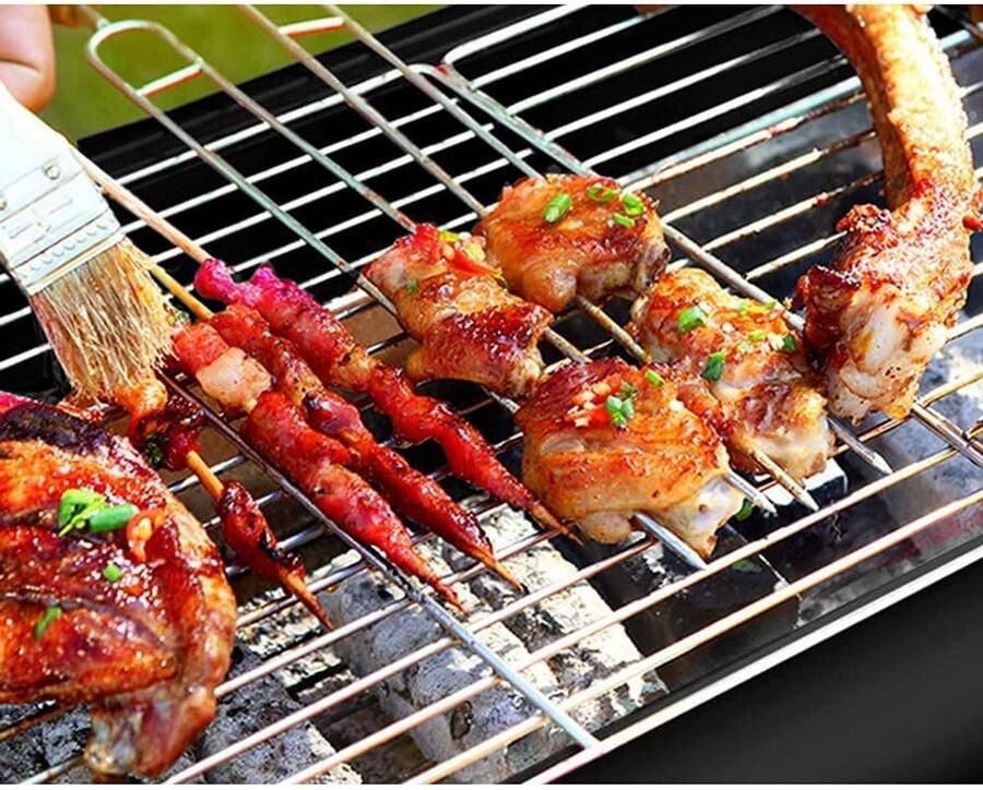 Camping Grill Draagbare BBQ Buiten Koken Groot Formaat 6-13 Personen Zilverkleurig