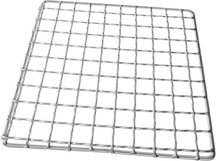 Camping Grill Rooster Barbecue Net Buiten Koken Slijtvast Roestvrij Staal Vierkant Zilver