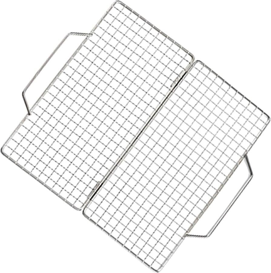 Camping Grill Rooster Opvouwbaar BBQ Buiten Koken Gelijkmatige Warmte 35.5 x 30.3 cm Zilver