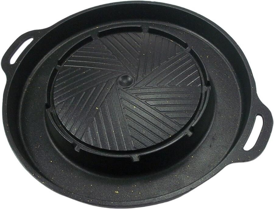Camping Grillplaat BBQ Bakplaat Buiten Koken Antiaanbaklaag 34 cm Zwart