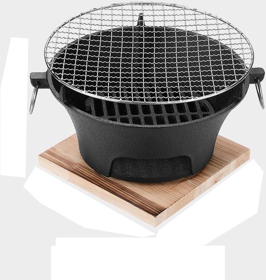 Camping Grillplaat Draagbare Oven Buiten Koken Gietijzer Constructie 23 cm Zwart