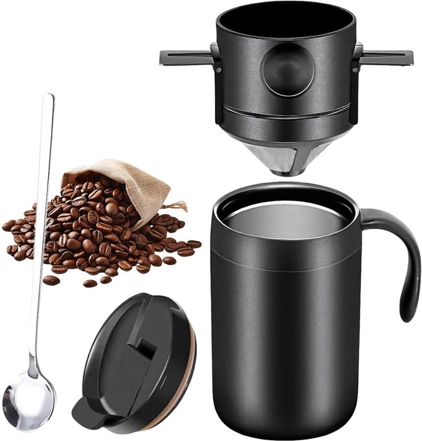 Camping Koffiezetapparaat 16oz Giet Over Koffiezetapparaat Draagbaar Kamp Giet Over Set Herbruikbare Mug Koffie Druppel Theekop Set Voor Reizen Kamperen Kantoren