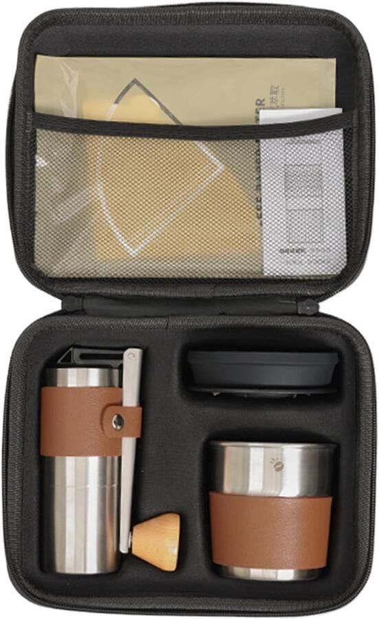 Camping koffiezetapparaat Draagbare koffiemaker Outdoor avontuur Inclusief maalmachine 22 cm Zwart