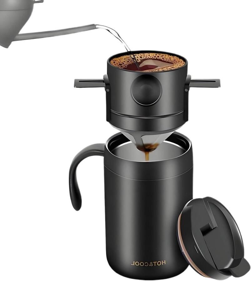 Camping Koffiezetapparaat Reismok Koffiezetter Outdoor Koffie Zetten Vacuüm Geïsoleerd 1 Stuk Zilver