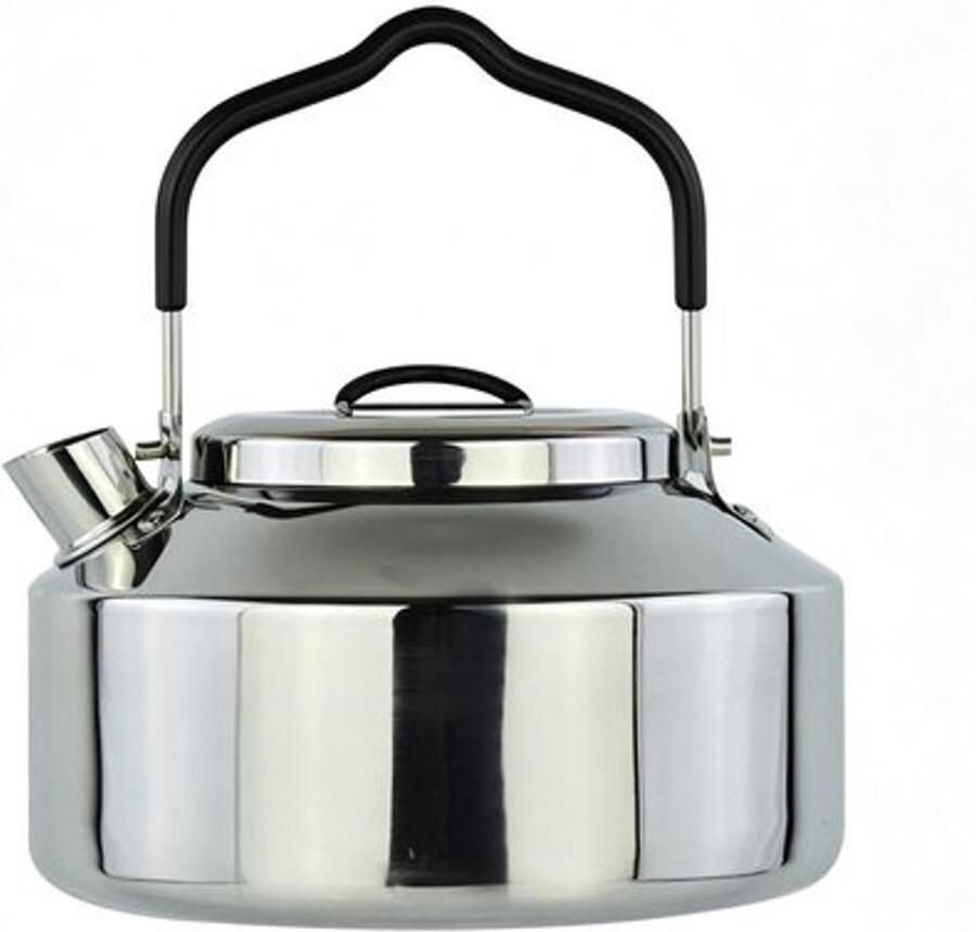 Camping Waterkoker Set 1L Roestvrij Staal – Waterkoker Beker Theefilter & Tas – Stapelbaar – Hittebestendige Siliconen Greep – Voor Inductie Gas & Open Vuur – Vaatwasmachinebestendig-(Zwart)