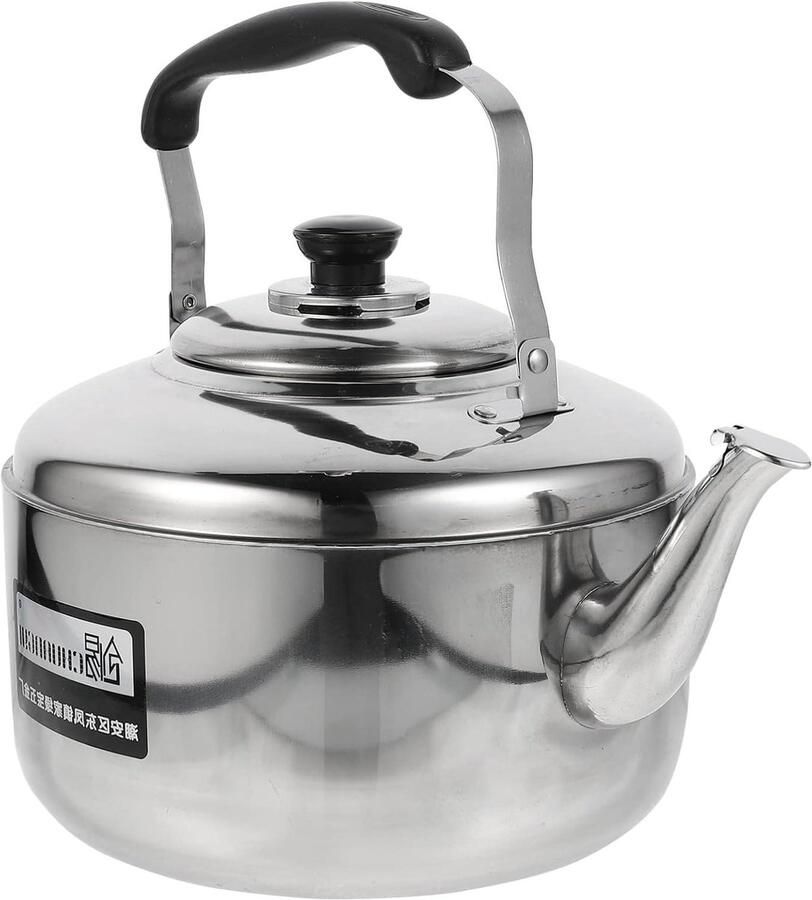 Camping Waterkoker Theepot RVS Water Koken Fluitend Alarm 5L Zilverkleurig