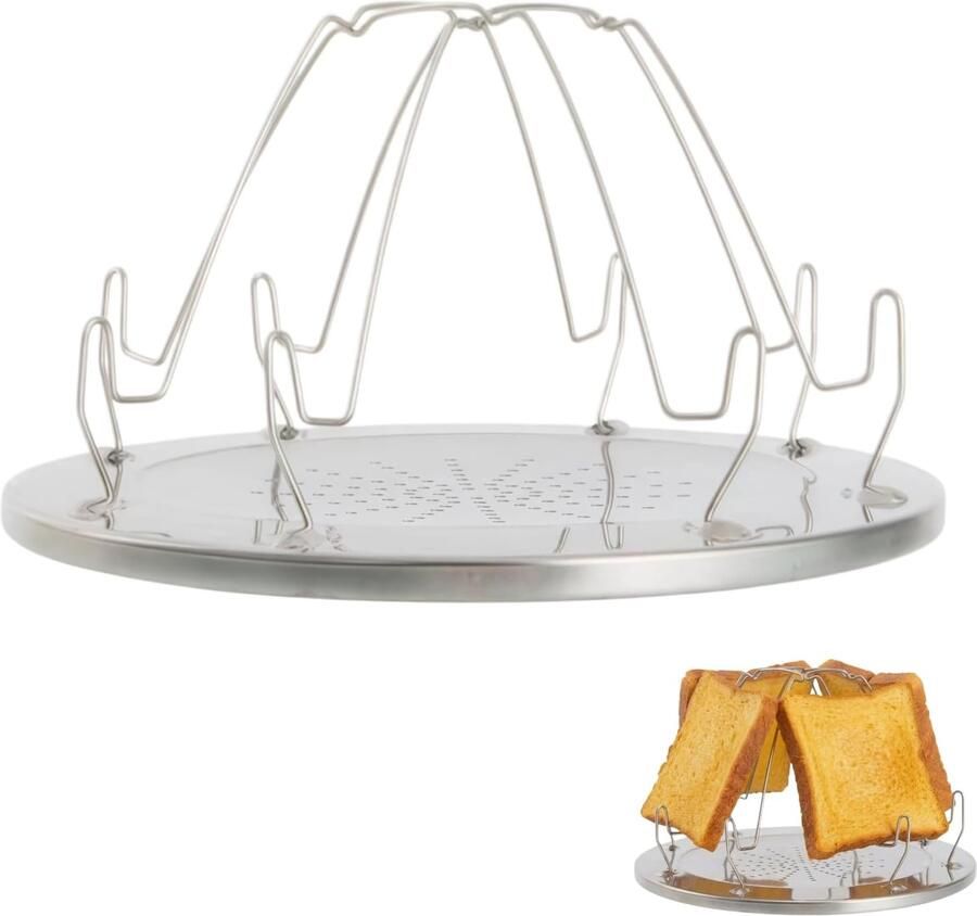 Campingbroodrooster voor fornuis 4 sneden roestvrij staal campingbroodrooster opvouwbare broodrooster voor gezinnen broodrooster mini voor gasfornuis outdoor picknick reizen campers