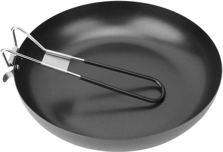 Campingpan opvouwbare anti-aanbaklaag grillpan met inklapbare handgreep voor binnen en buiten koken