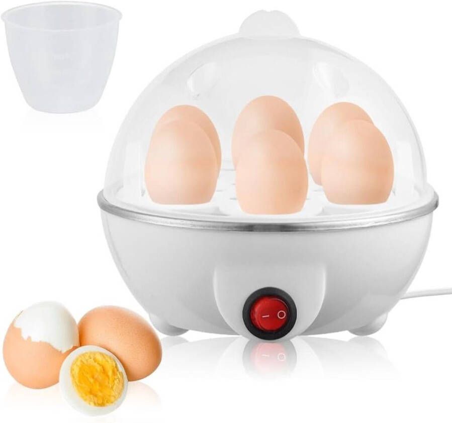Capaciteit 7 eieren elektrische eierkoker met maatbeker snelle draagbare eierpocheerder automatische uitschakeling ontbijtkookgerei voor thuis en camping