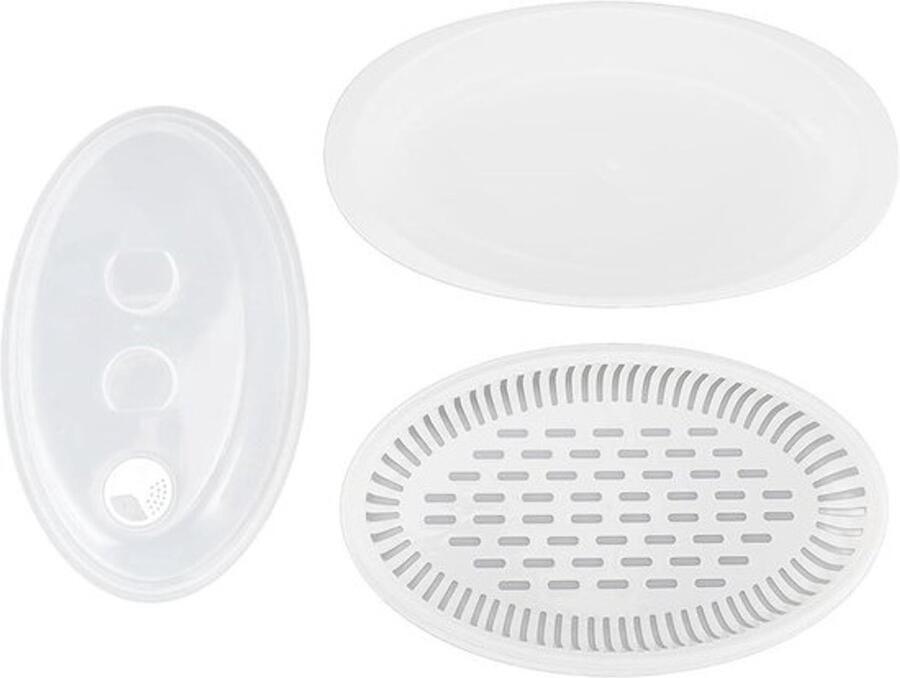 Capaciteit Voedsel Grade PP Microgolfstoomboot magnetron gestoomde visplaat met deksel PP Snelle warmtegeleiding Microgolf gestoomde viscontainer voor keuken
