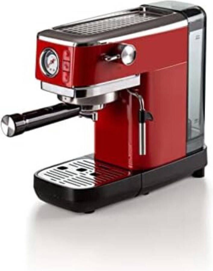 Cappuccino Koffiezetapparaat met manometer compatibel met koffiepoeder en ESE-pads 1300 W inhoud 1 l druk 15 bar filter ½ kopjes Rood