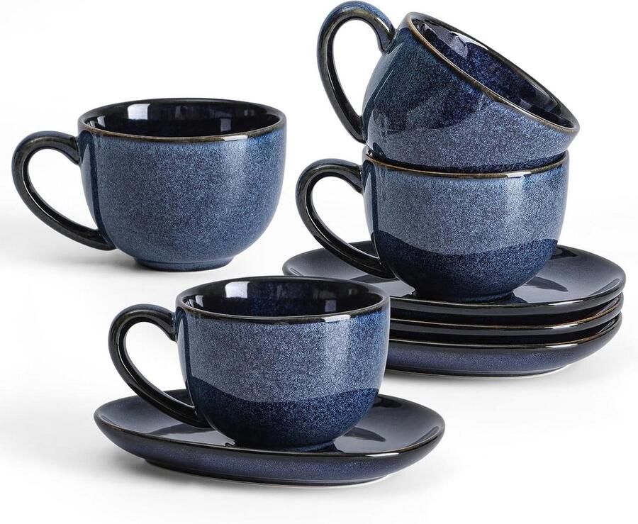 Cappuccino Kopjes met Schotels Espresso Kopjes Koffiebekers Warme Dranken Serveren Hoogwaardig Porselein 6 oz Sterrenblauw