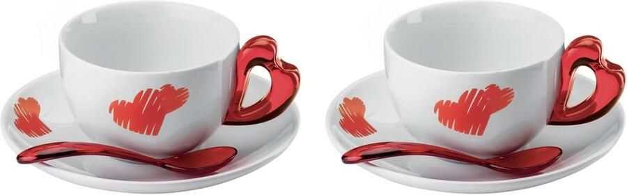Cappuccino Koppen Espresso Kopjes Genieten van Koffie Set van 2 200 ml Helder Rood