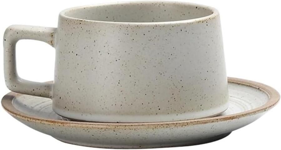 Cappuccinokop met Schotel Koffiemok Keramiek Ontbijt Genieten Grote Capaciteit 220 ml Wit