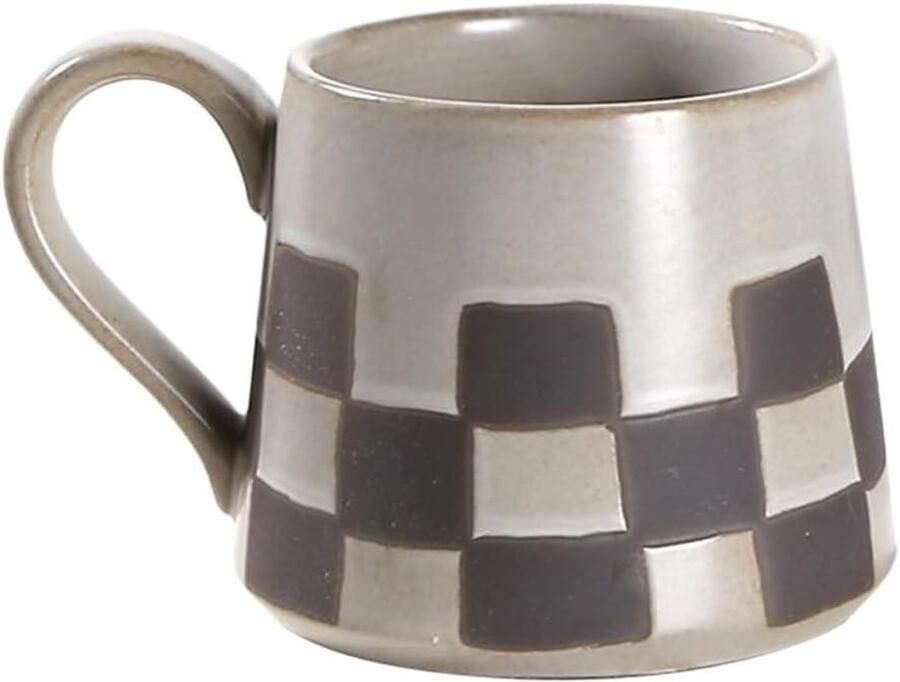 Cappuccinokopje Mok met vierkant patroon grof keramisch matglas 250 ml Koffiemok