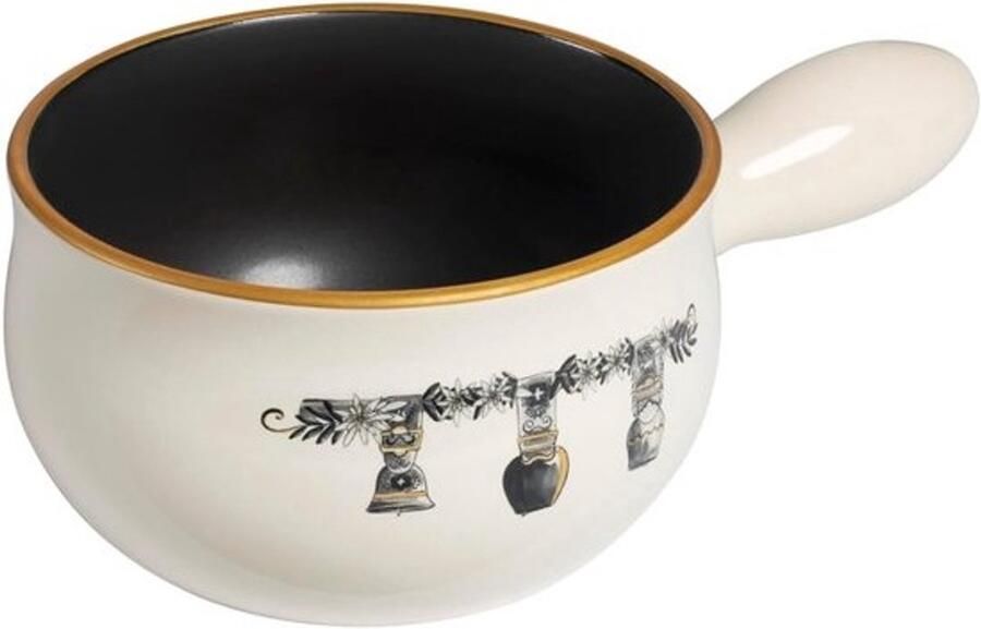 Caquelon Fondue Kookpot Keramiek Gezellig Tafelen Gelimiteerde Editie 20 cm Diameter Gouden Rand