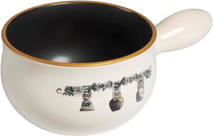 Caquelon Fondue Kookpot Keramiek Gezellig Tafelen Gelimiteerde Editie 20 cm Diameter Gouden Rand