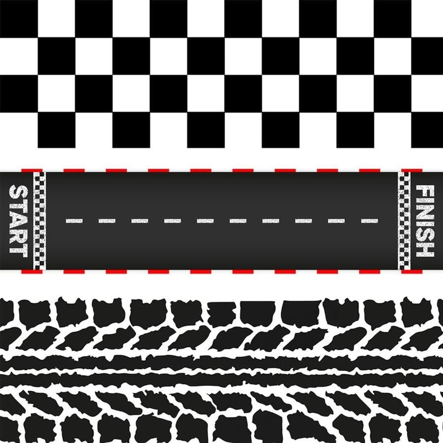 Car Edible Cake Wrap Decoration Checkered Flag Racing Track Tire Border 4 x 12 Inches per Sheet