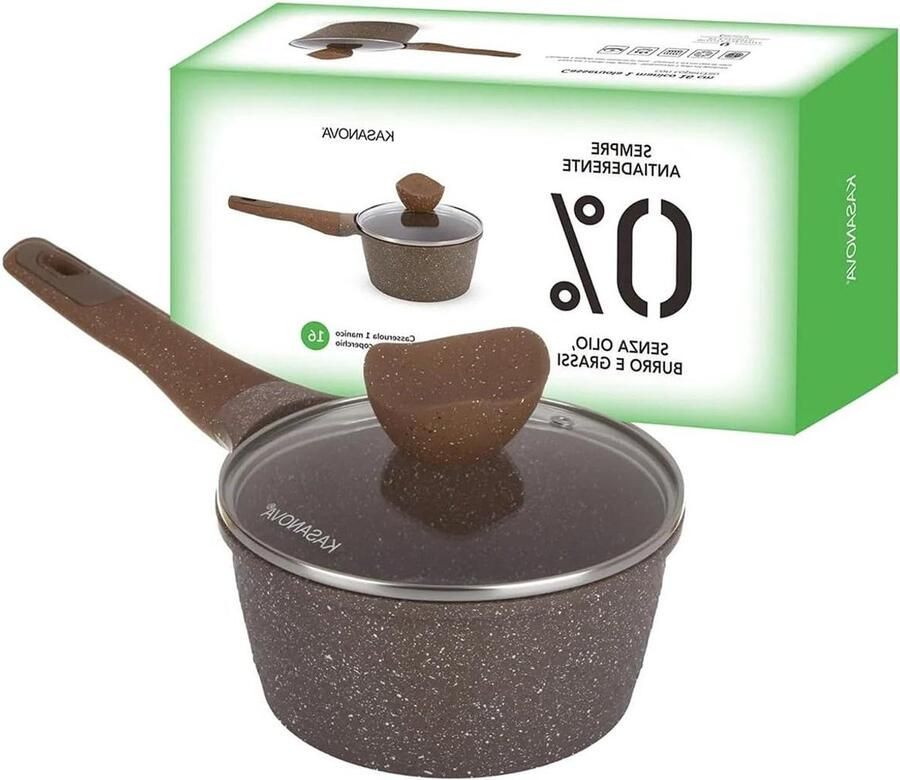 Casserole Pan Kookpan Koekenpan Gezond Koken Uitstekende Anti-aanbaklaag 16 cm Bruin
