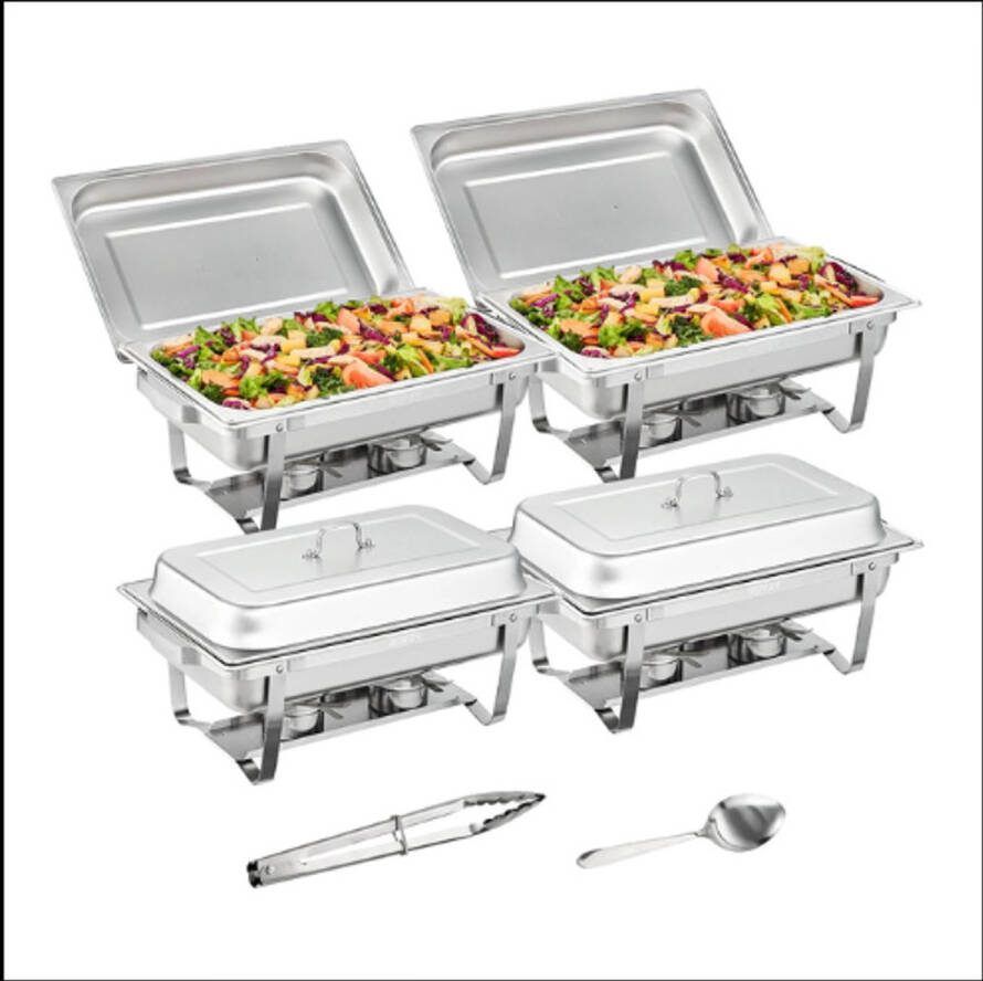 Catering Buffet Schalen 4 Stuks Warm Houden Luxe Roestvrijstalen Chafer Met Grote Pannen Catering Buffet Set Food Warmer Server