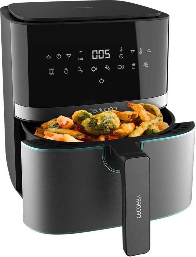 Cecofry Full Inox 5500 Pro Heteluchtfriteuse 55 liter 1700 W compact en digitaal dieetfriteuse roestvrij stalen uitvoering olievrij PerfectCook-technologie thermostaat 8 modi