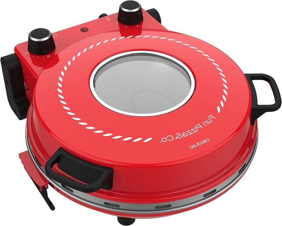 Cecotec Elektrische pizzaoven Pizza Maker Fun Pizza&Co Mamma Mía Window+. 1200 W kookt tot 400 °C instelbare thermostaat gelijkmatig koken stenen platen lichtindicatie