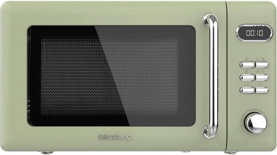 Cecotec Proclean 5110 Retro Green digitale magnetron met grill 700 W in 5 standen timer tot 60 minuten 8 programma`s en ontdo
