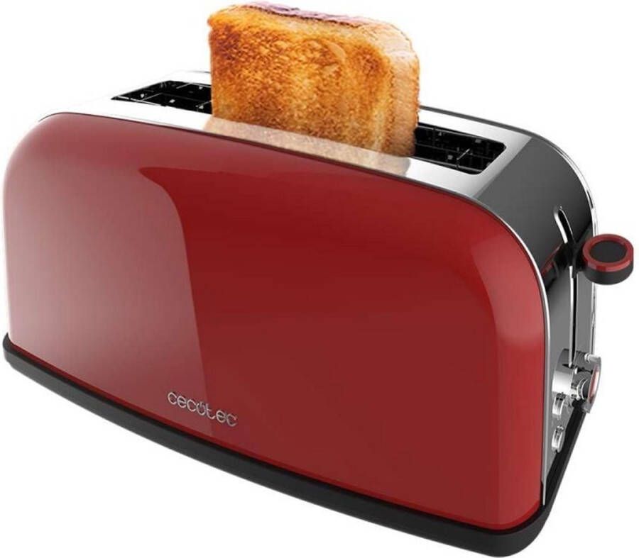 Cecotec Verticale broodrooster Toastin` time 850 Red Long Lite 850 W vermogen capaciteit voor 2 toasts brede sleuf roestvrij