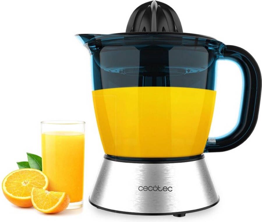 Cecotec Zitra Steel Elektrische sappers voor sinaasappelen en citrusvruchten 40 W en kunststof filter 2 kunststof kegels dubb