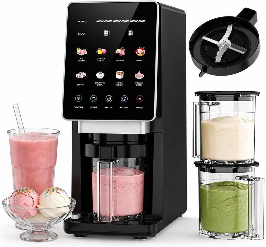 Celestul IJsmachine IJsmaker voor Thuis 8 Programma's Zelfreinigend Mix-In & Re-Spin Functie Voor Roomijs Gelato Sorbet & Frozen Yoghurt