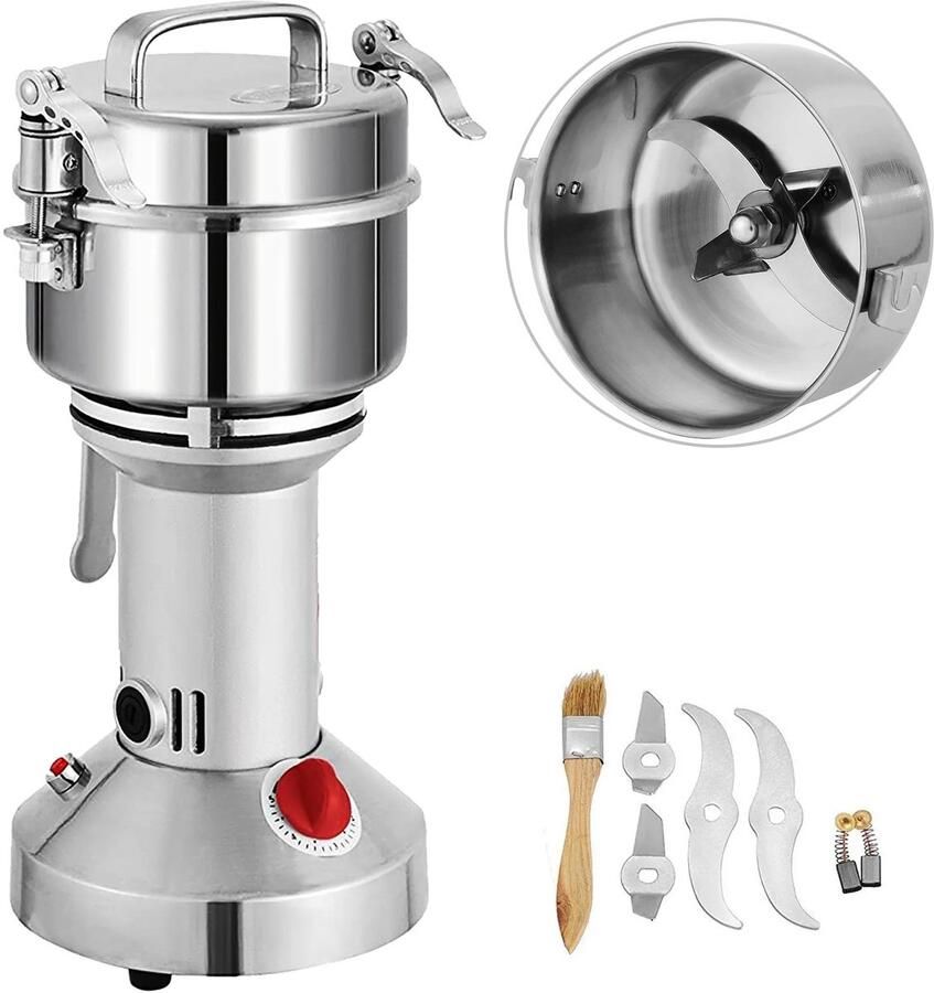 Cellista Elektrische Graanmolen 350g Koffiemolen RVS Kruidenmolen Graanmolen Elektrisch Specerijenmolen 1400W 27000 RPM RVS Maalmachine