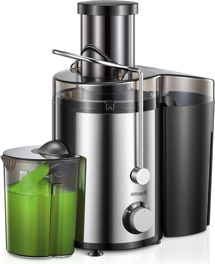 Sapcentrifuge 800 W centrifugaal sapcentrifuge met een vulopening van 7 5 cm breed voor fruit en groenten gemakkelijk schoon te maken roestvrij staal BPA-vrij (zilver 500 W)