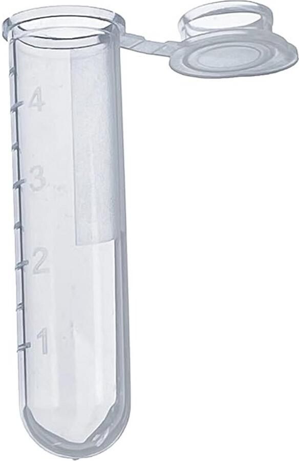 Centrifuge buis met ronde bodem 5 ml Gegradueerde kunststof buis met klikdop Autoclaveerbaar