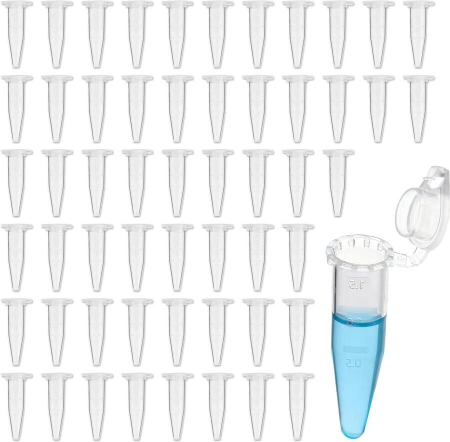 Centrifugebuisjes Reactievaten Microbuisjes Laboratorium Opslag Met Lekvrije Deksels 500 Stuks Transparant