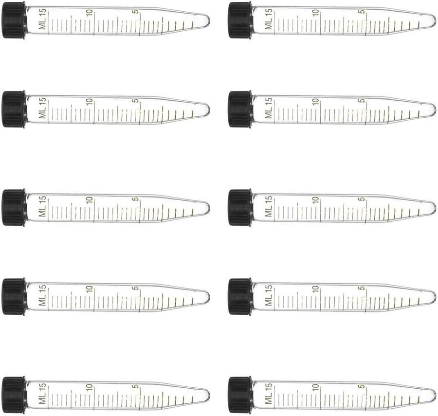 Centrifugebuisjes Set Laboratoriumbuisjes Falcon Wetenschappelijk Onderzoek Afgestudeerde Markeringen 15ml Volume Transparant