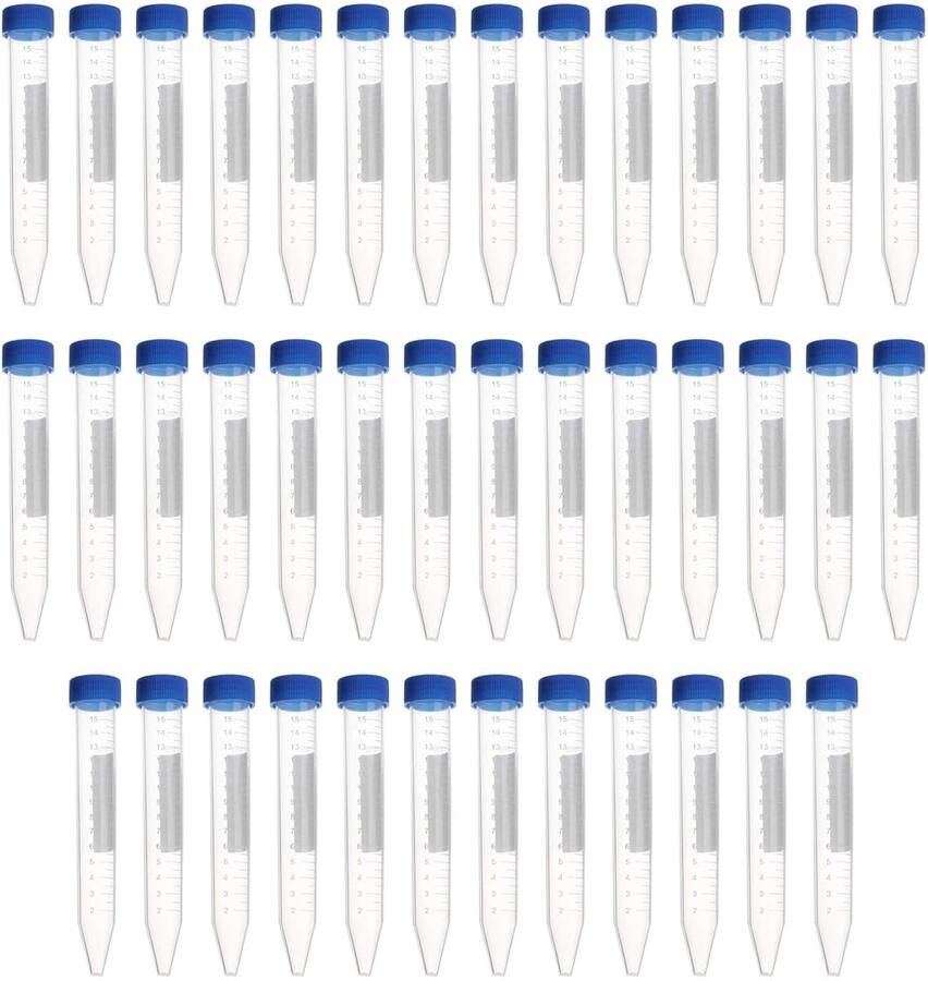 Centrifugebuisjes Set Reageerbuisjes Kunststof Laboratorium Werk Met Schroefsluiting 15 ml 40 Stuks Blauw