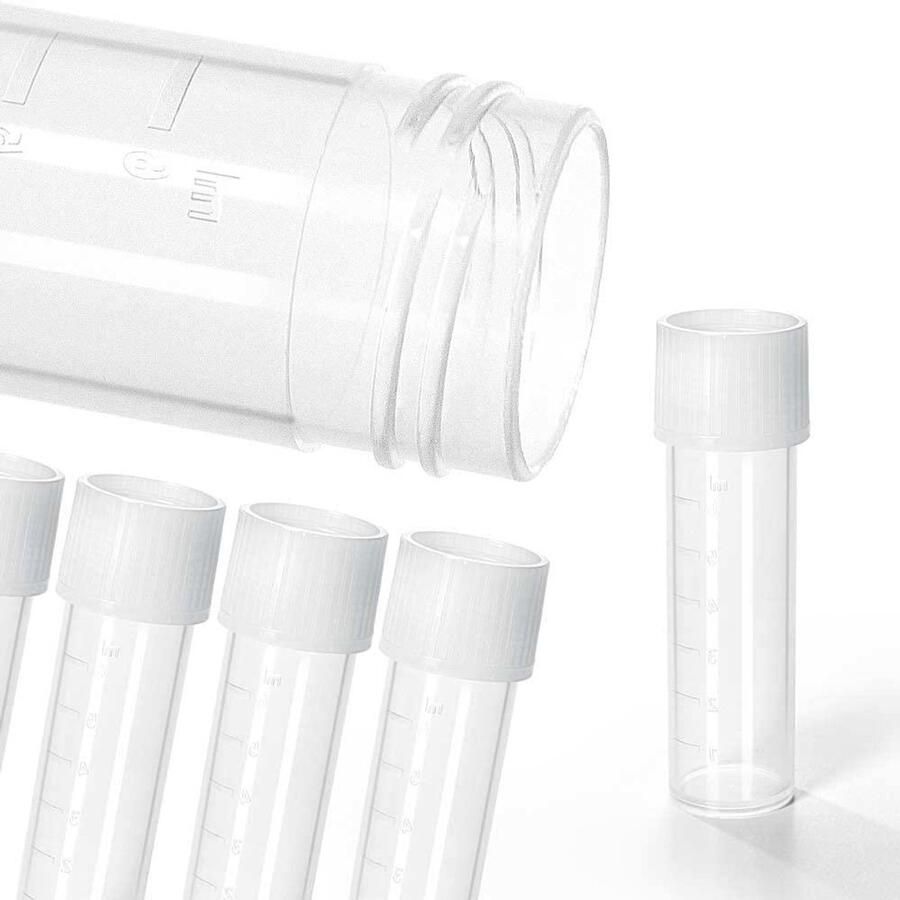 Centrifugebuizen Schroefsluiting Kunststof Buisjes Lab Laboratorium Opslag Geperste Schaalverdeling 8 ml 57 x 16.5 mm Wit